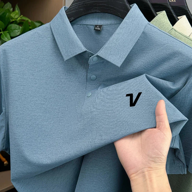 Men's Golf Polo Shirt Printed Short Sleeve Fashion Brand Top Summer New Cool and Comfortable Casual Collar Solid Color T-shirt